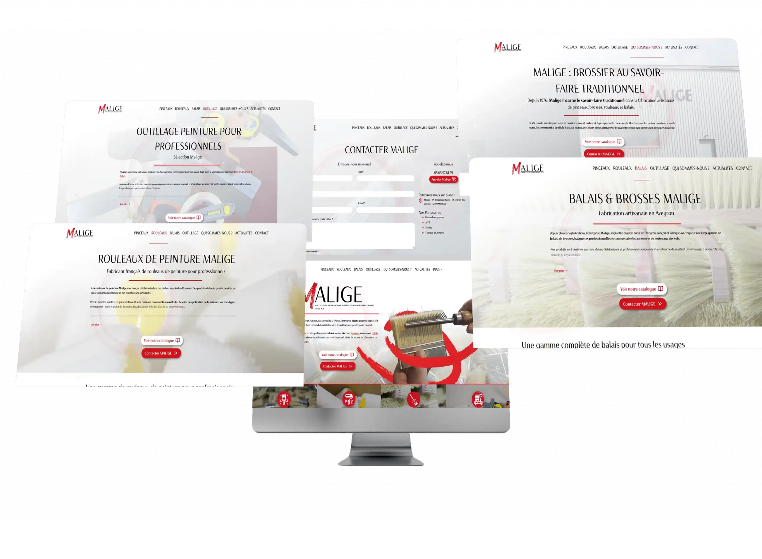 mockup site web Malige Création du site web fabricant français Malige